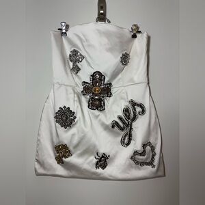 NWT Lurelly LETO EMBELLISHED Mini Strapless DRESS In White Sz 6